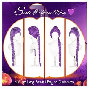 K Pop Demon Hunters Halloween Cosplay Wig with clip braid Rumi